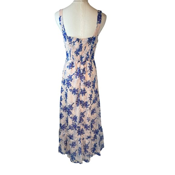 NWT ASTR The Label Medium Blush Peach/Pink Cobalt Floral Midi Dress Lightweight - Picture 8 of 16